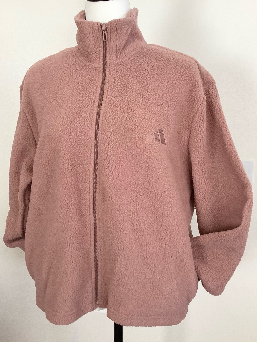 NEW Adidas Women's Dusty Rose Teddy Sherpa Full-Zip Jacket Sz. L